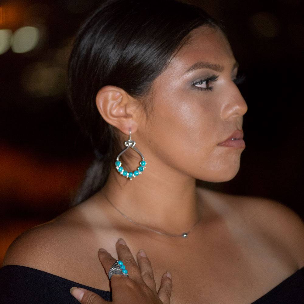 Polished Six Line Reconstituted Turquoise Ring - Matador Diamond