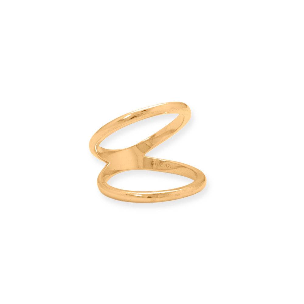 14 Karat Gold Plated Double Band Knuckle Ring - Matador Diamond