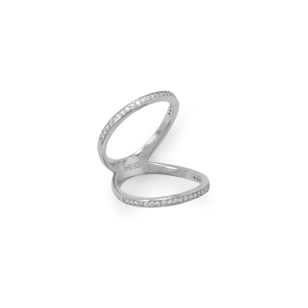 Rhodium Plated CZ Double Band Knuckle Ring - Matador Diamond