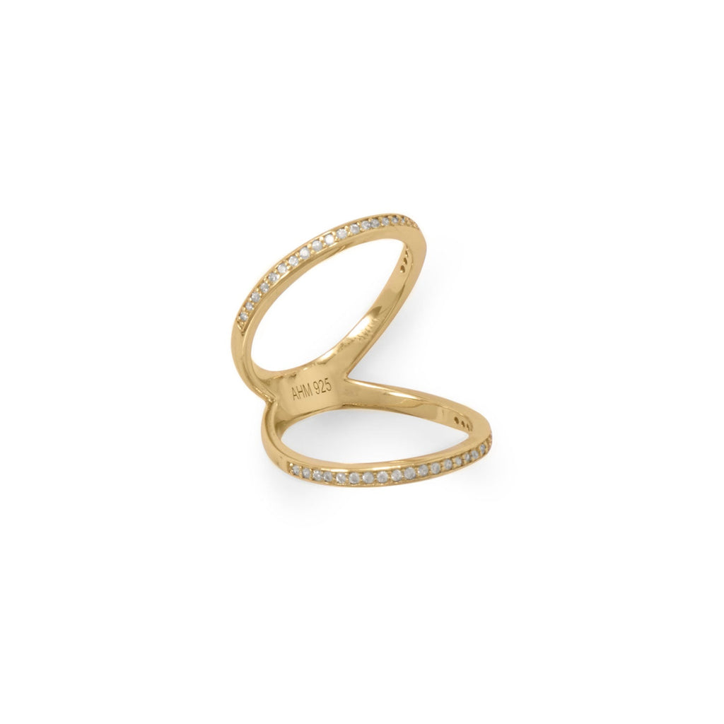 14 Karat Gold Plated CZ Double Band Knuckle Ring - Matador Diamond