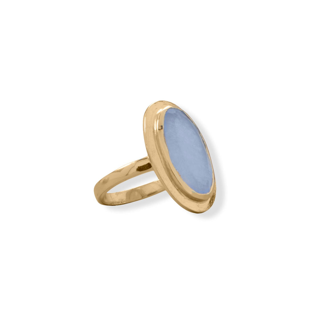 14 Karat Gold Plated Oval Chalcedony Ring - Matador Diamond
