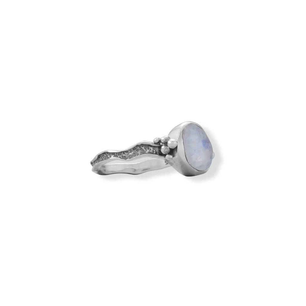Oxidized Rainbow Moonstone Wavy Band Ring - Matador Diamond