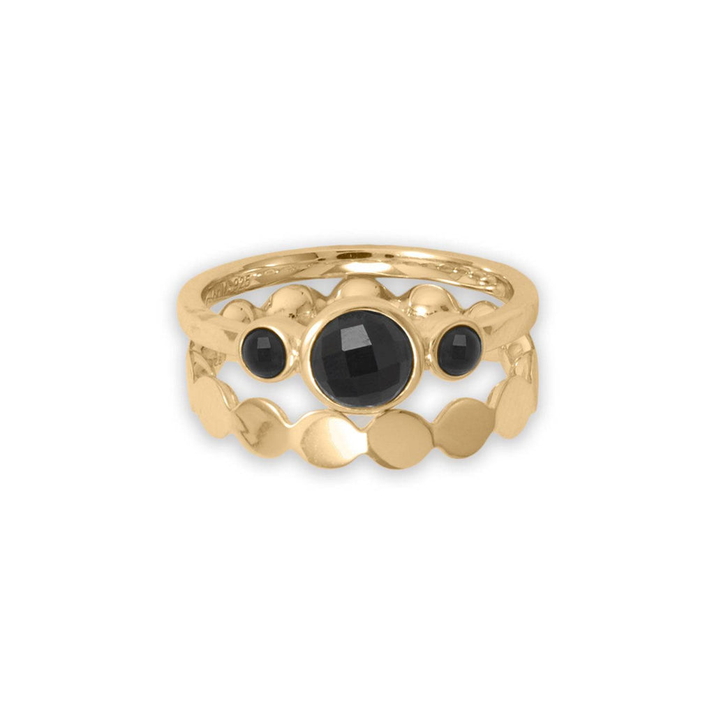 14 Karat Gold Plated Dotted Band Ring - Matador Diamond