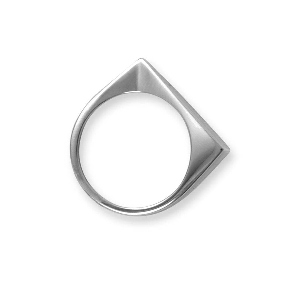 Rhodium Plated Flat Top Triangle Slice Ring - Matador Diamond