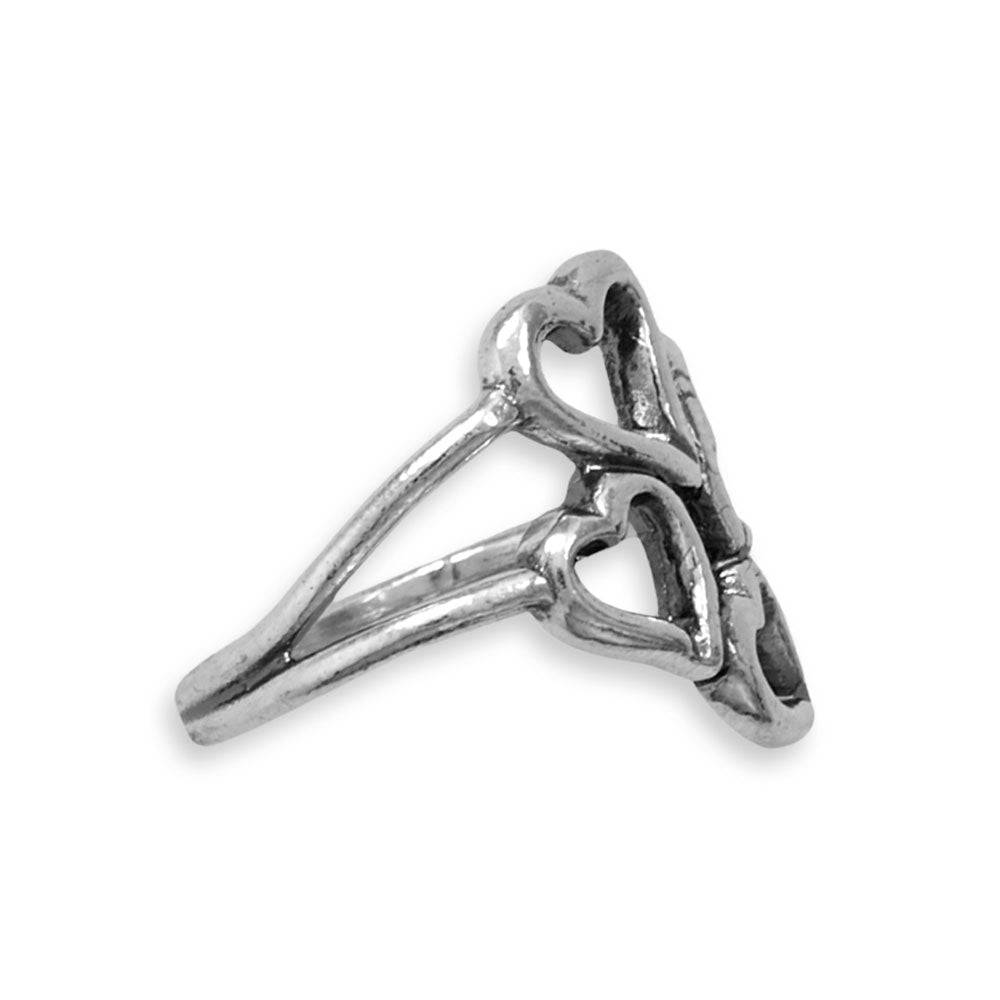 Oxidized Stacked Heart Outline Ring - Matador Diamond