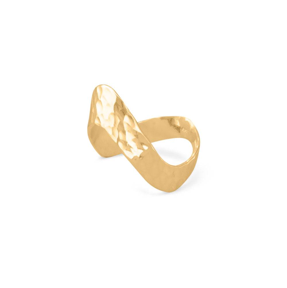 14 Karat Gold Plated Hammered "V" Chevron Ring - Matador Diamond