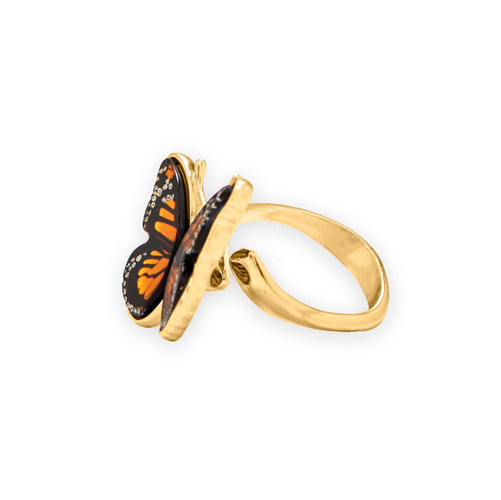 24 Karat Gold Plated Baltic Amber Monarch Butterfly Ring - Matador Diamond