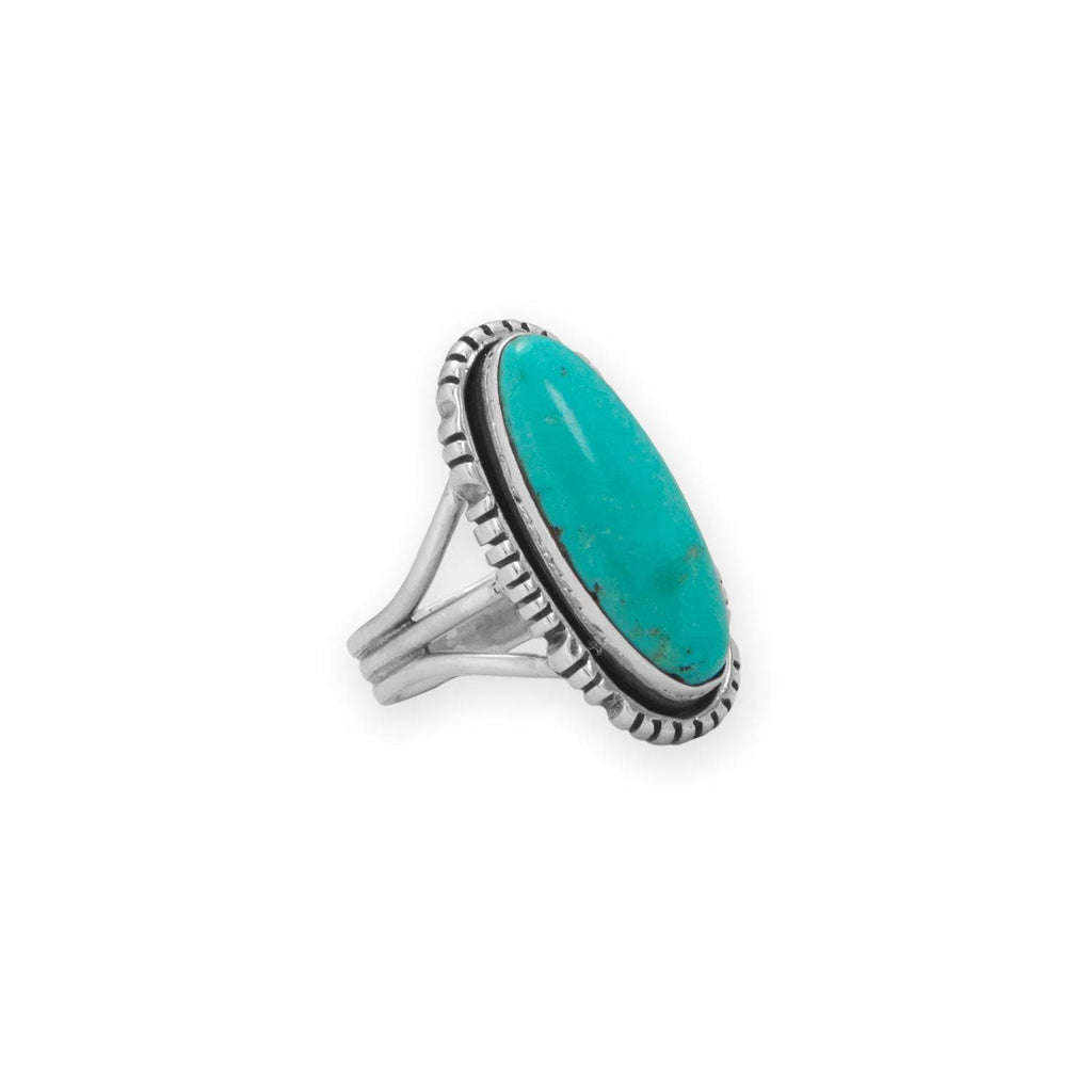 Oval Turquoise with Oxidized Edge Ring - Matador Diamond