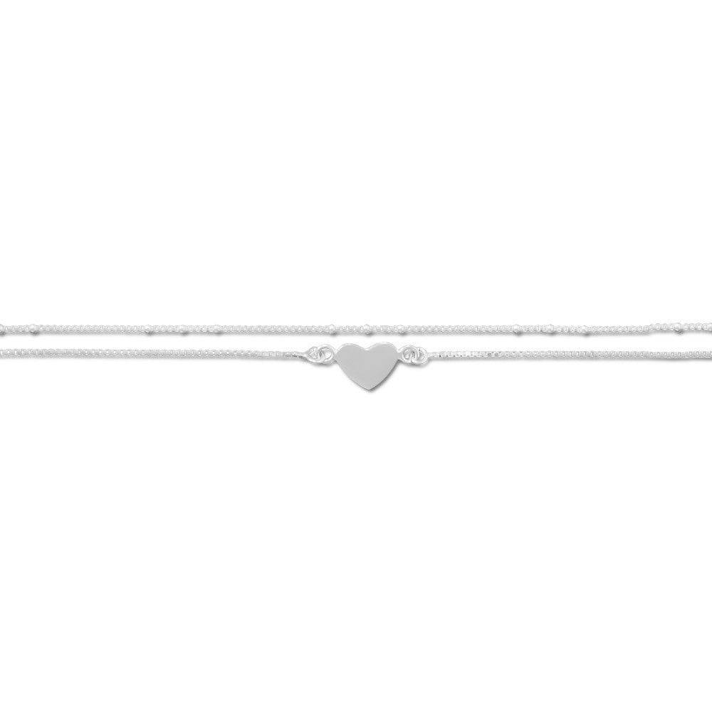 11" + 1" Double Strand Heart Anklet - Matador Diamond