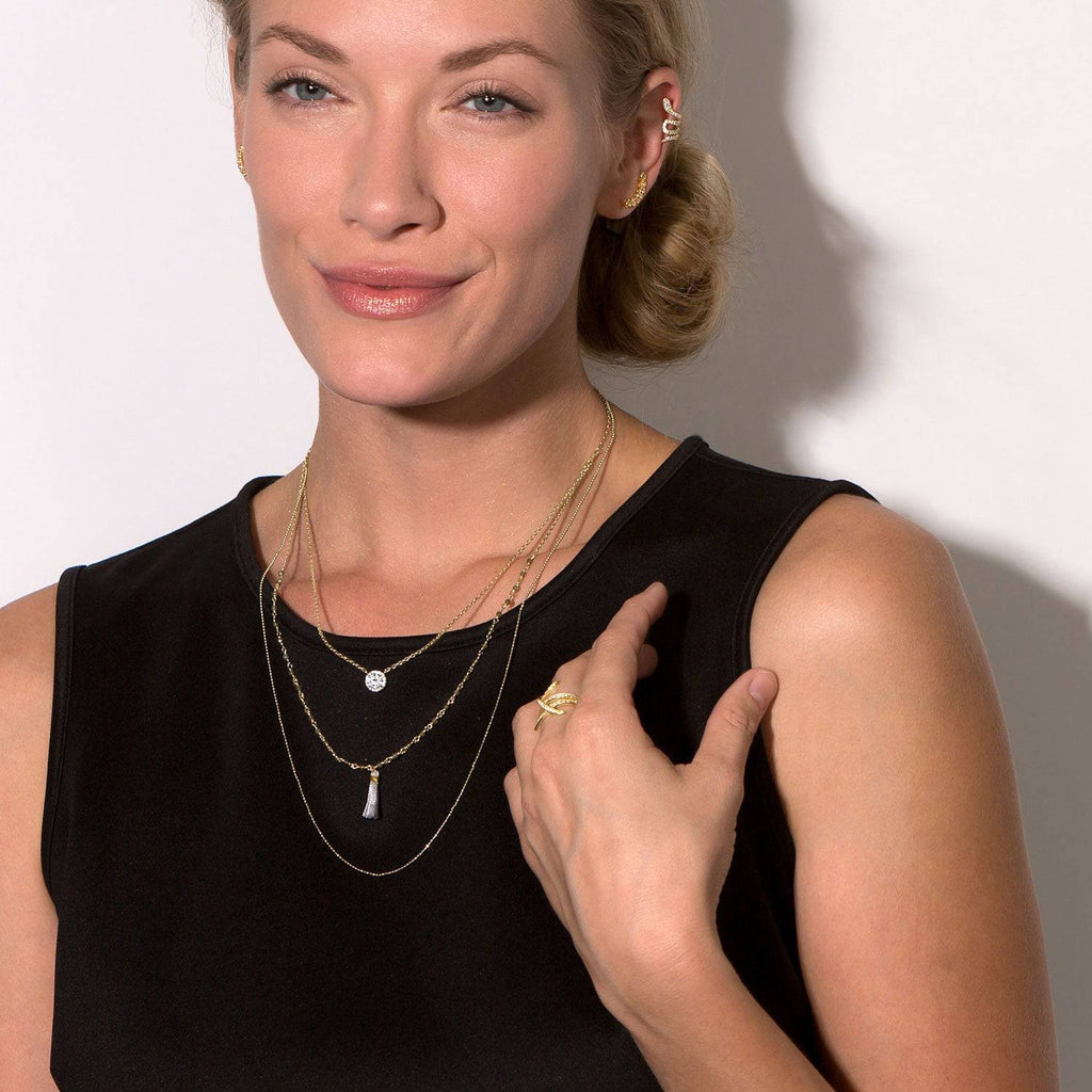 14 Karat Gold Plated Bezel CZ Ear Climbers - Matador Diamond