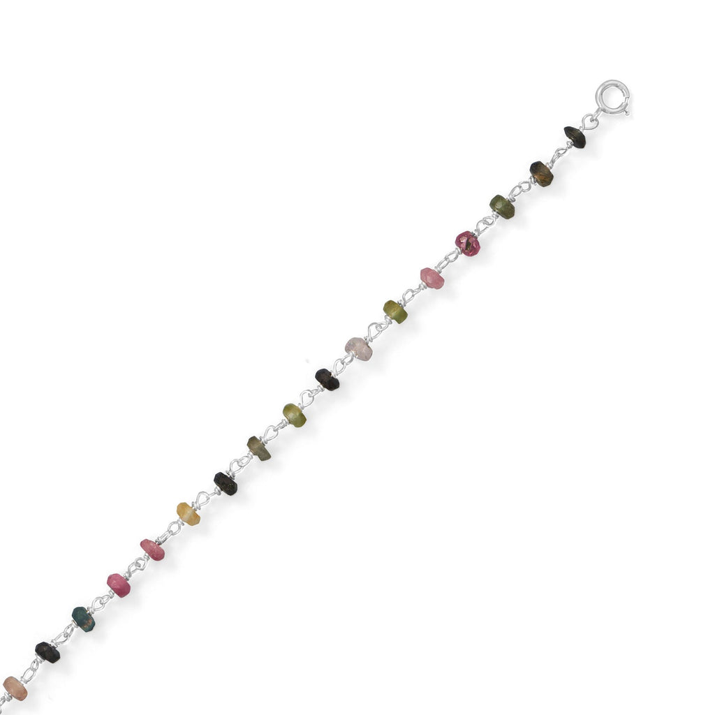Colorful! 9.5" + 1" Multi-Color Tourmaline Anklet - Matador Diamond