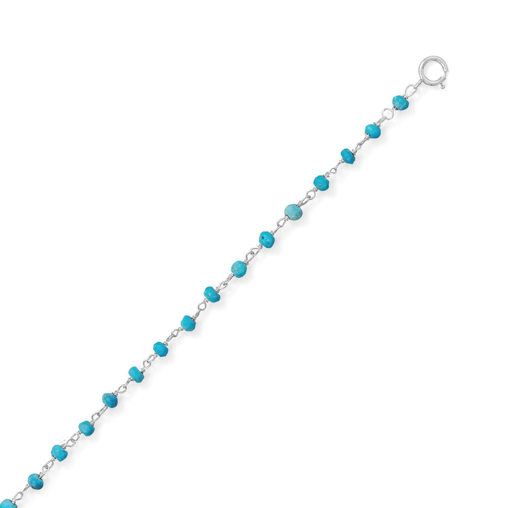 Blue Sea! 9.5" + 1" Turquoise Bead Anklet - Matador Diamond