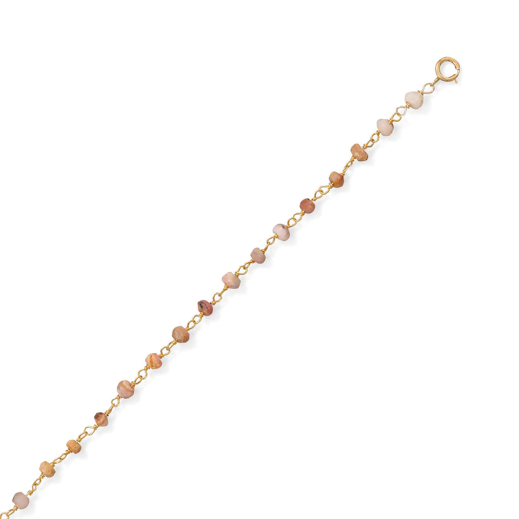 Pretty In Pink! Pink Opal 14 Karat Gold Plated Anklet - Matador Diamond