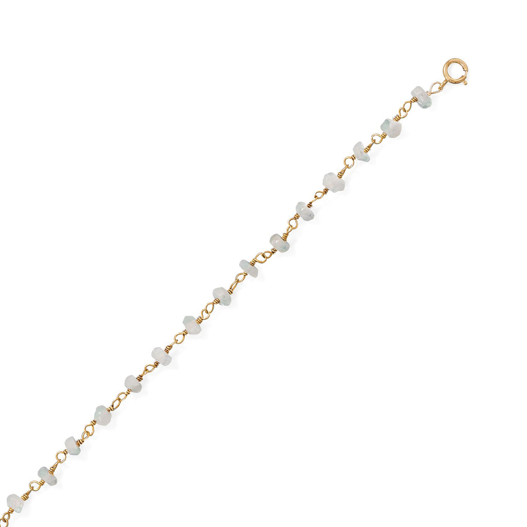Moonlight Glow! 14 Karat Gold Plated Rainbow Moonstone Anklet - Matador Diamond