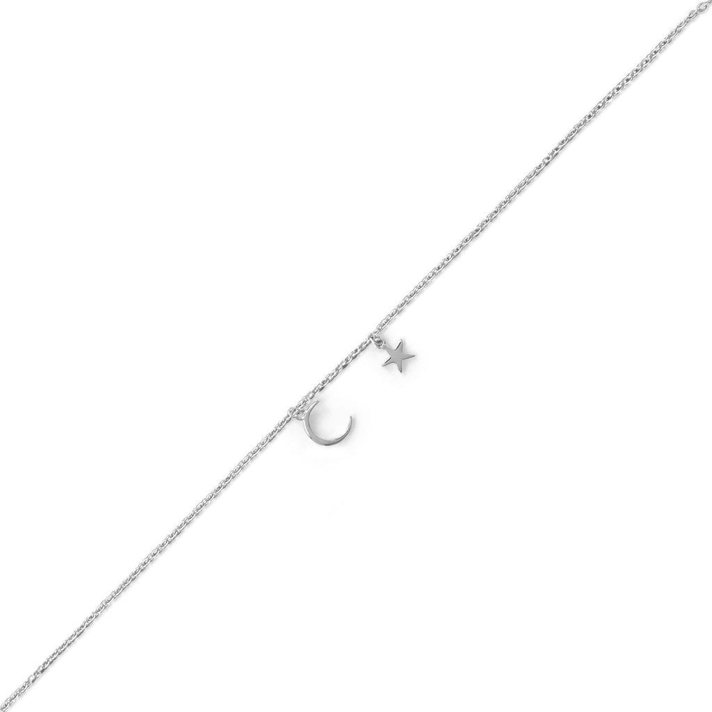 "My Moon and Stars" Rhodium Plated Anklet - Matador Diamond