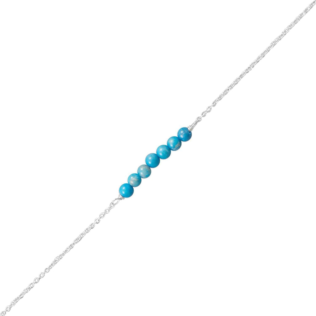 9.5" + .5" + .5" Blue Howlite Bead Bar Anklet - Matador Diamond