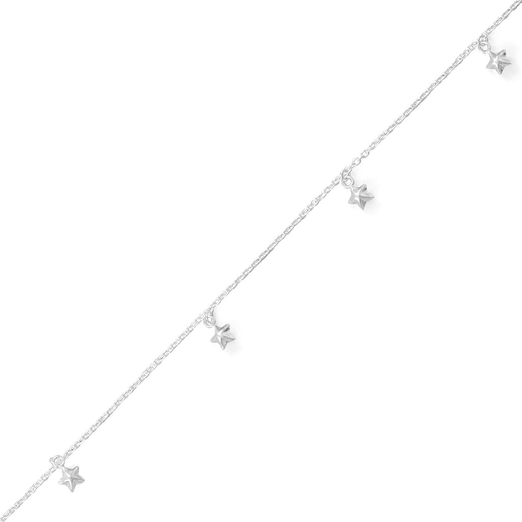9" + 1" Polished Star Charm Anklet - Matador Diamond