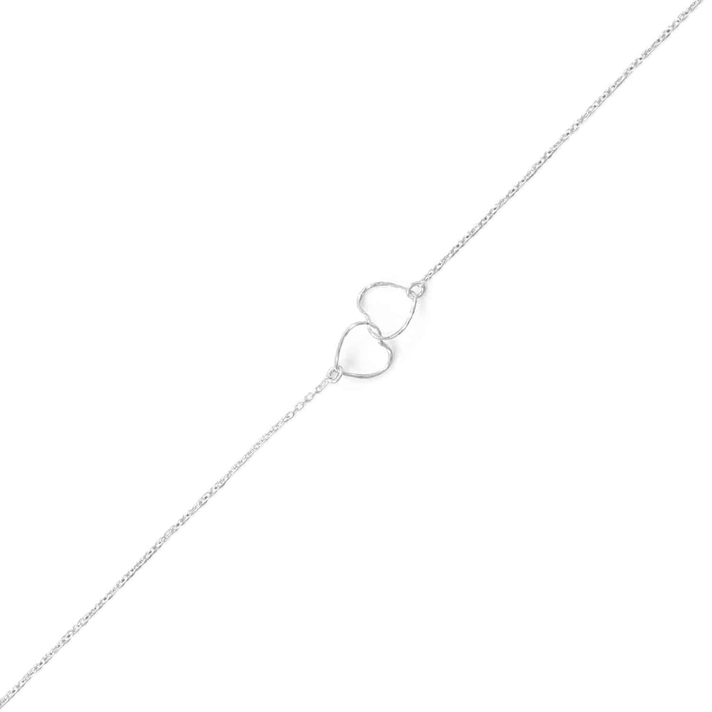 9" + 1" Interlocking Twisted Wire Hearts Anklet - Matador Diamond