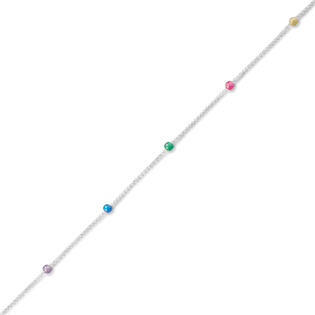 9.25" + 1" Muli Color Bead Anklet - Matador Diamond
