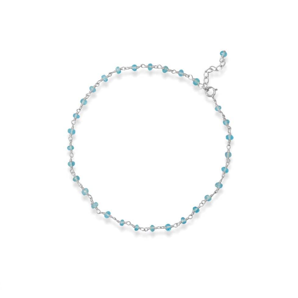 Sea Breeze Blue! 9.5" + 1" Apatite Bead Anklet