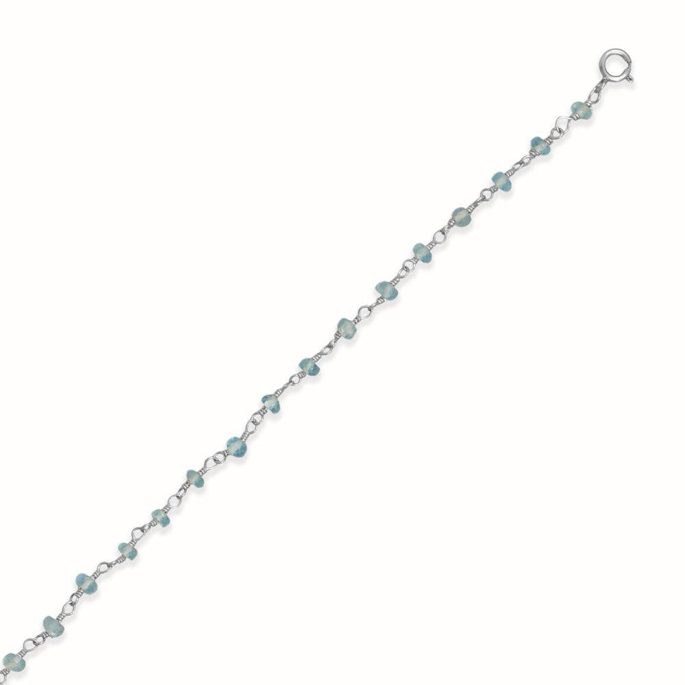 Sea Breeze Blue! 9.5" + 1" Apatite Bead Anklet - Matador Diamond