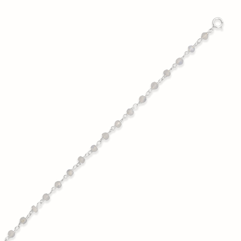 Rainbow Moonstone 9.5" + 1" Bead Anklet - Matador Diamond