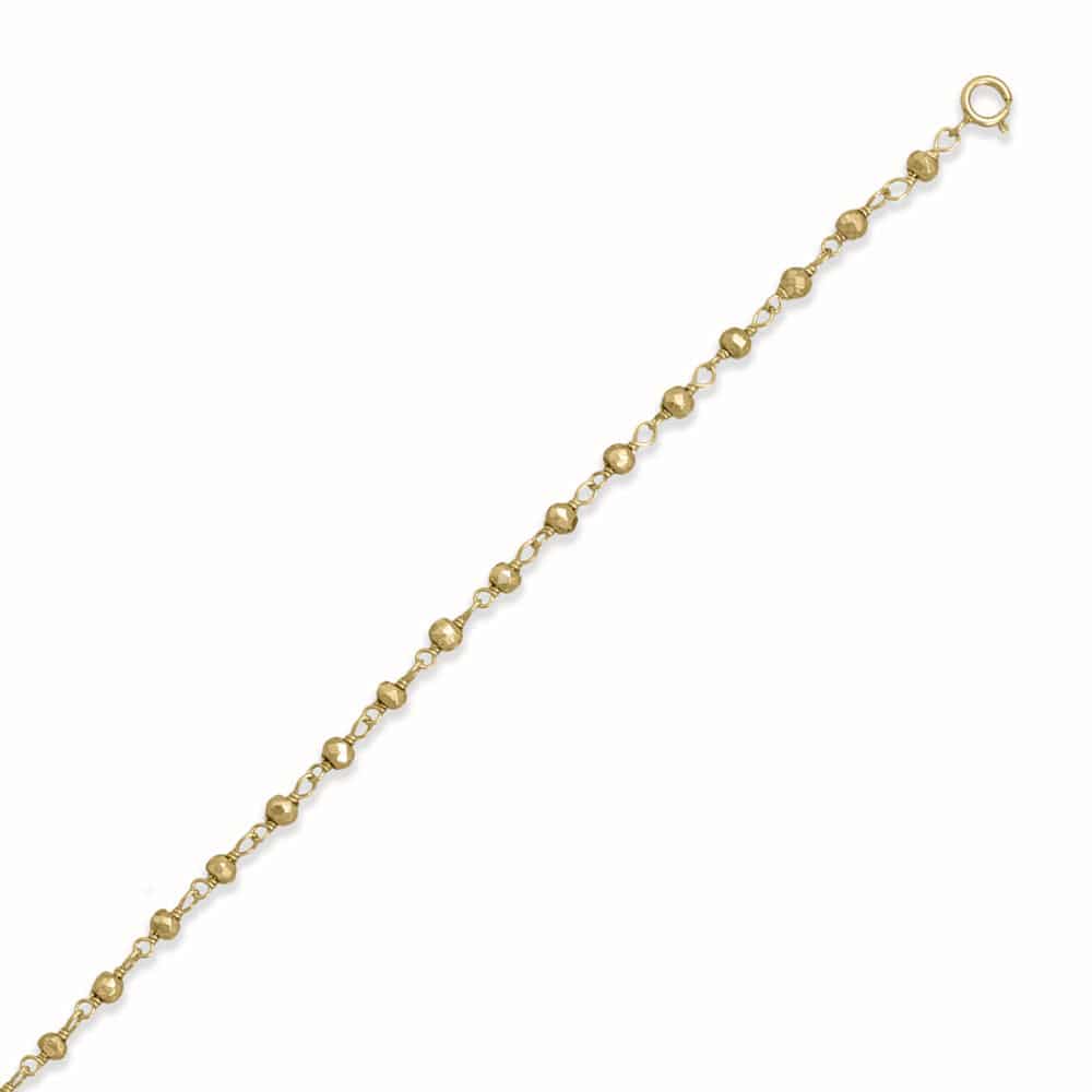Golden Goddess! 9.5" + 1" 14 Karat Gold Plated Pyrite Bead Anklet - Matador Diamond