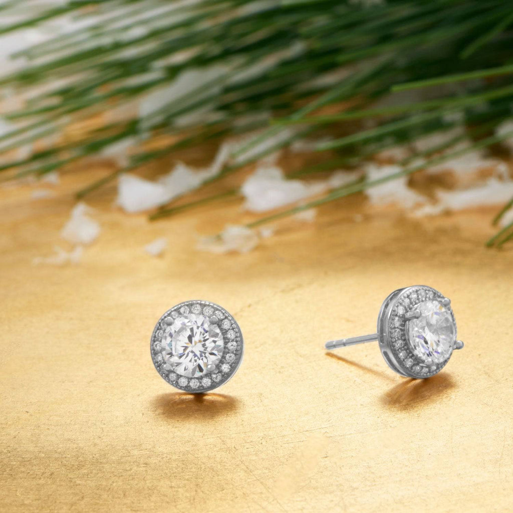 Rhodium Plated Elegant 6.5mm CZ Studs - Matador Diamond