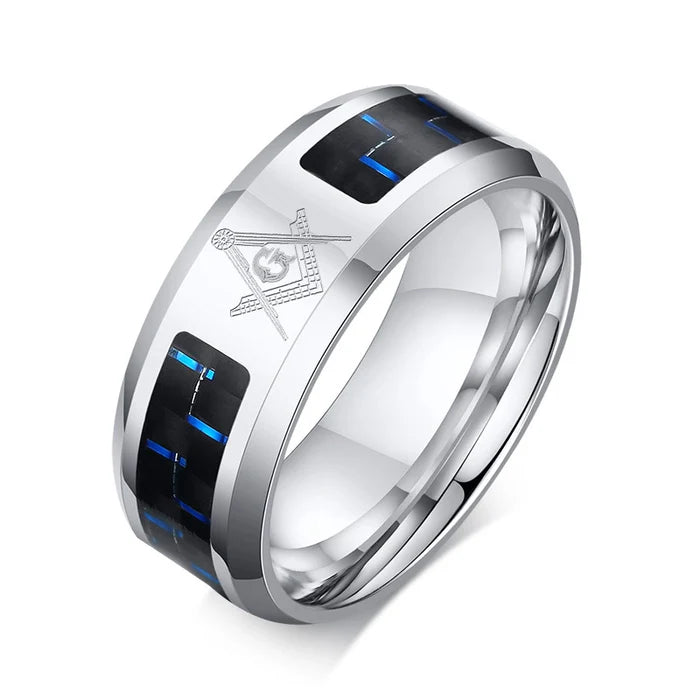 Stainless Steel Laser Masonic Ring - Matador Diamond
