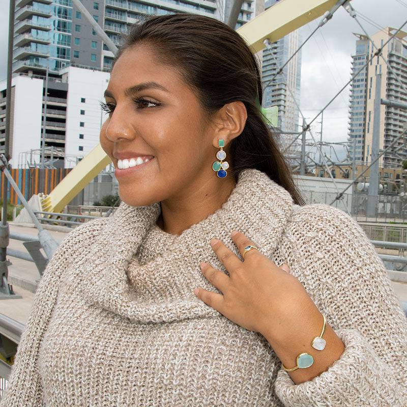 14 Karat Gold Plated Blue Topaz Ring - Matador Diamond