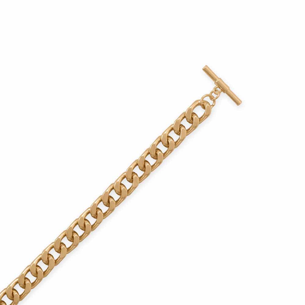 8" Gold Tone Curb Chain Toggle Bracelet - Matador Diamond