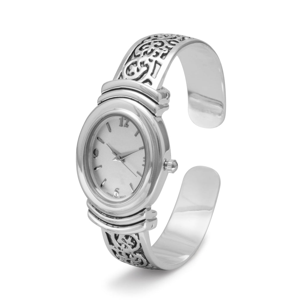 Oxidized Scroll Design Fashion Cuff Watch - Matador Diamond