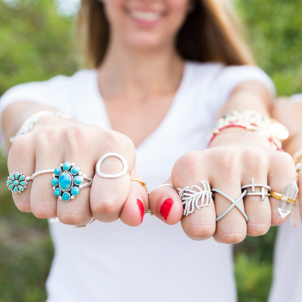 Rhodium Plated Double Cross Ring - Matador Diamond