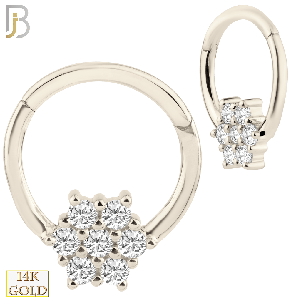 14K Yellow Gold 18g Thickness Hinged Hoops Snowflake with Multi Zircon - Matador Diamond