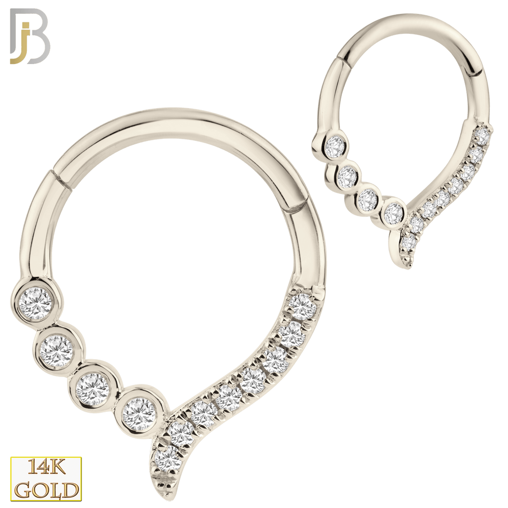 14K Yellow Gold 18g Thickness Hinged Hoops with Multi Zircon - Matador Diamond