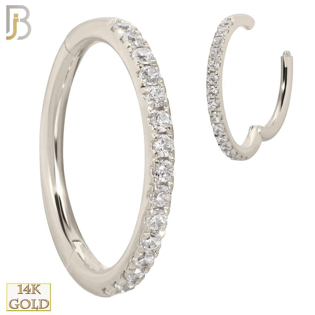 14K Solid Gold Hinged Hoops with Zircon - Matador Diamond