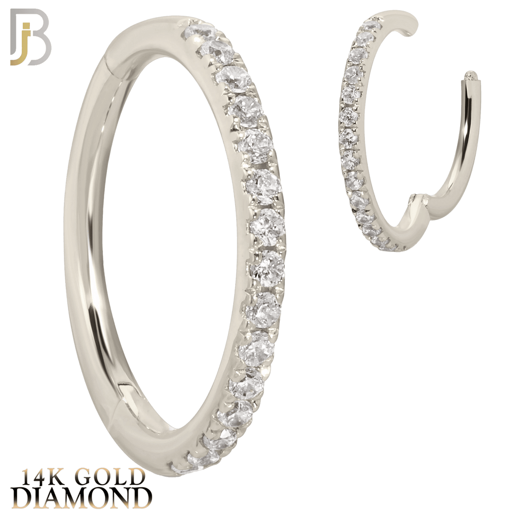 14K Solid Gold Hinged Hoops with Natural Diamonds - Matador Diamond