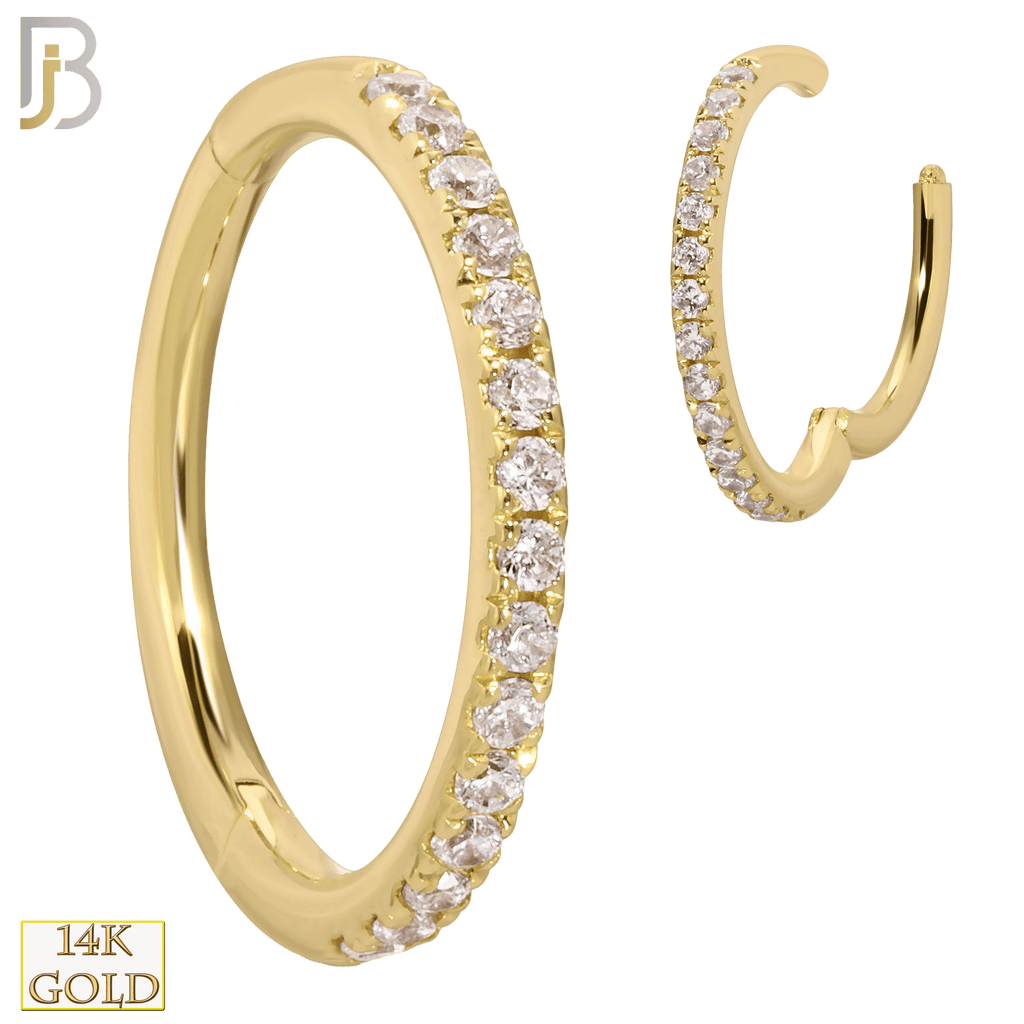 14K Solid Gold Hinged Hoops with Zircon - Matador Diamond