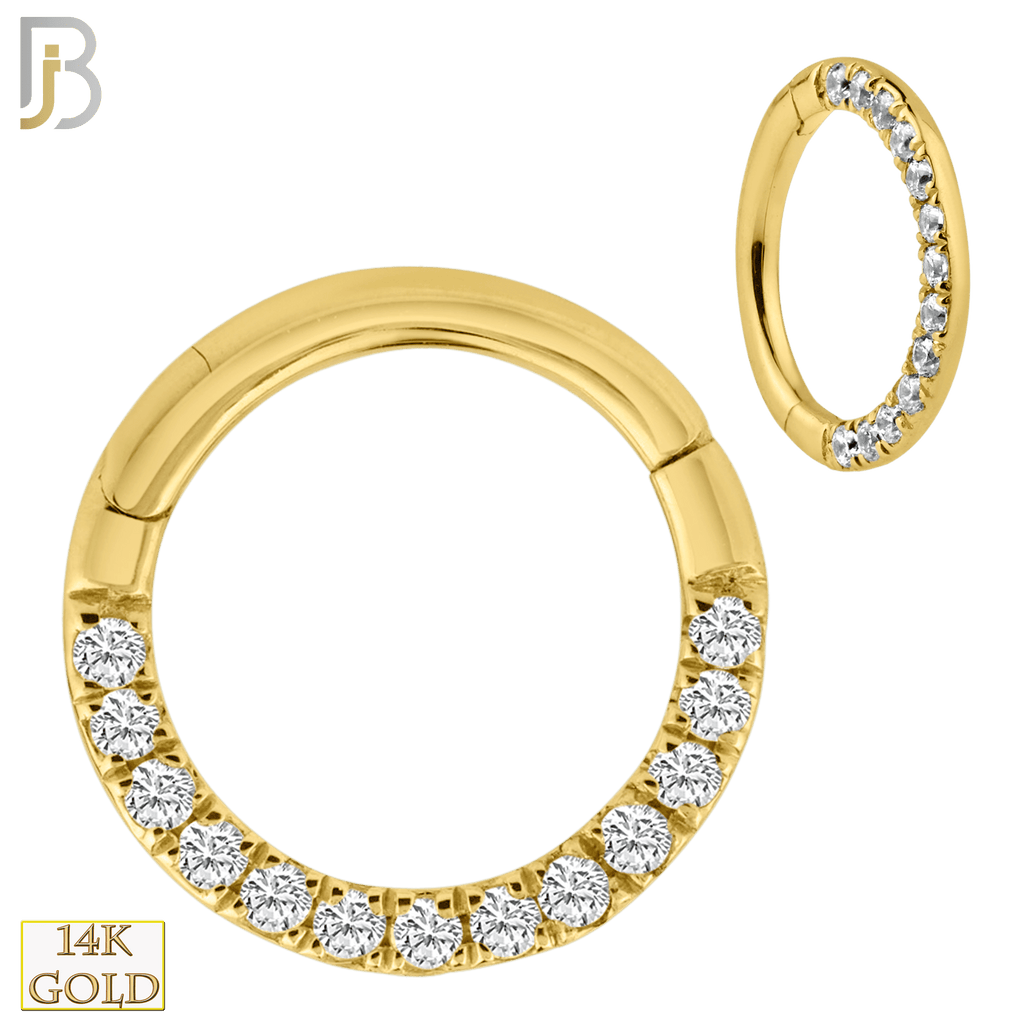 14K Solid Gold Hinged Hoops with Multi Zircon - Matador Diamond
