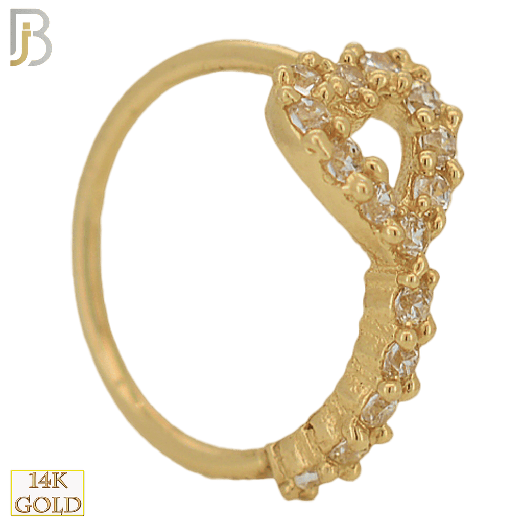 14K Solid Gold Heart Design with Line of Multi Zircon Nose Hoops - Matador Diamond