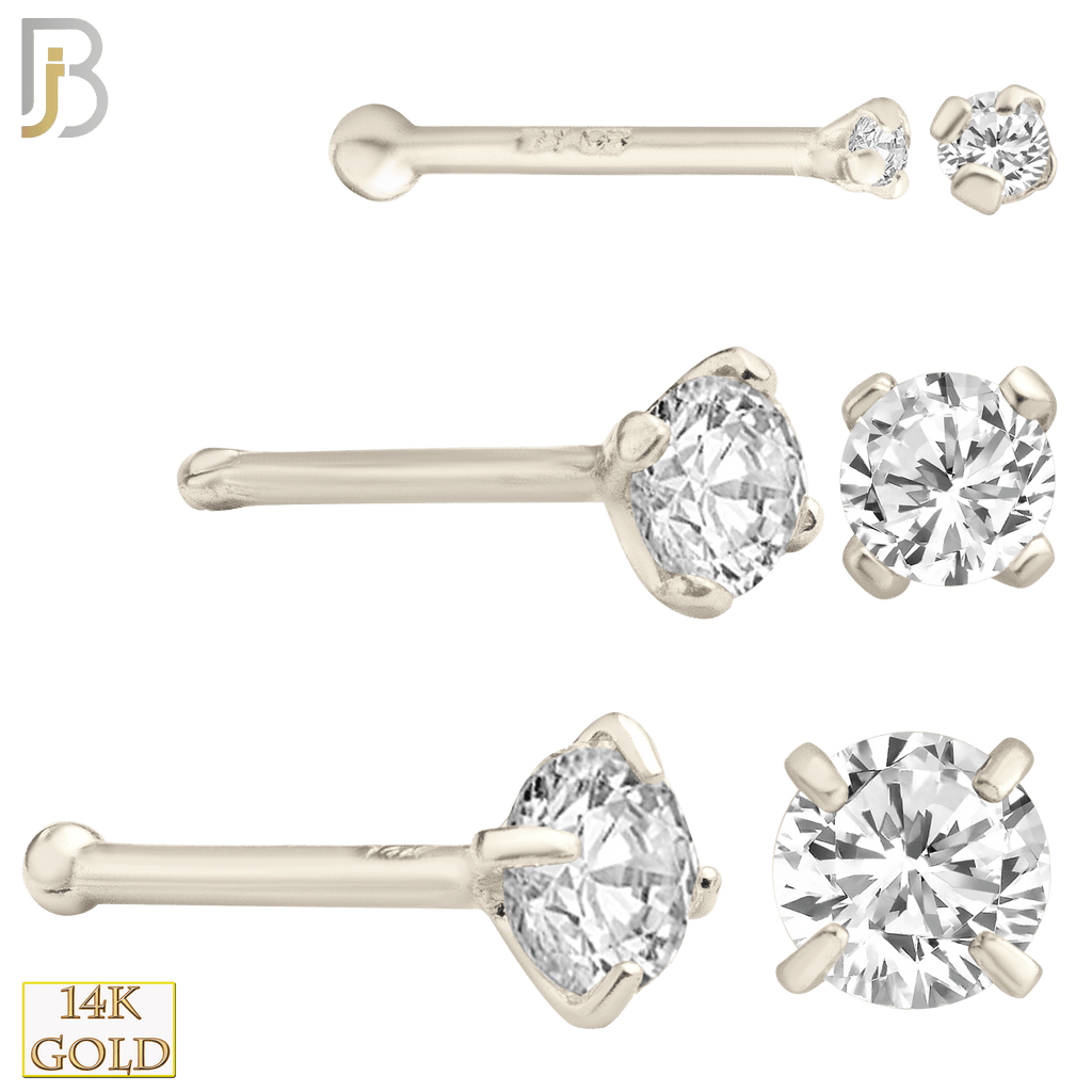 14k Solid Gold Prong Setting Round SI1 Real Diamond Nose Ring Bone - Matador Diamond