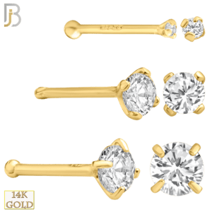 14k Solid Gold Prong Setting Round SI1 Real Diamond Nose Ring Bone - Matador Diamond