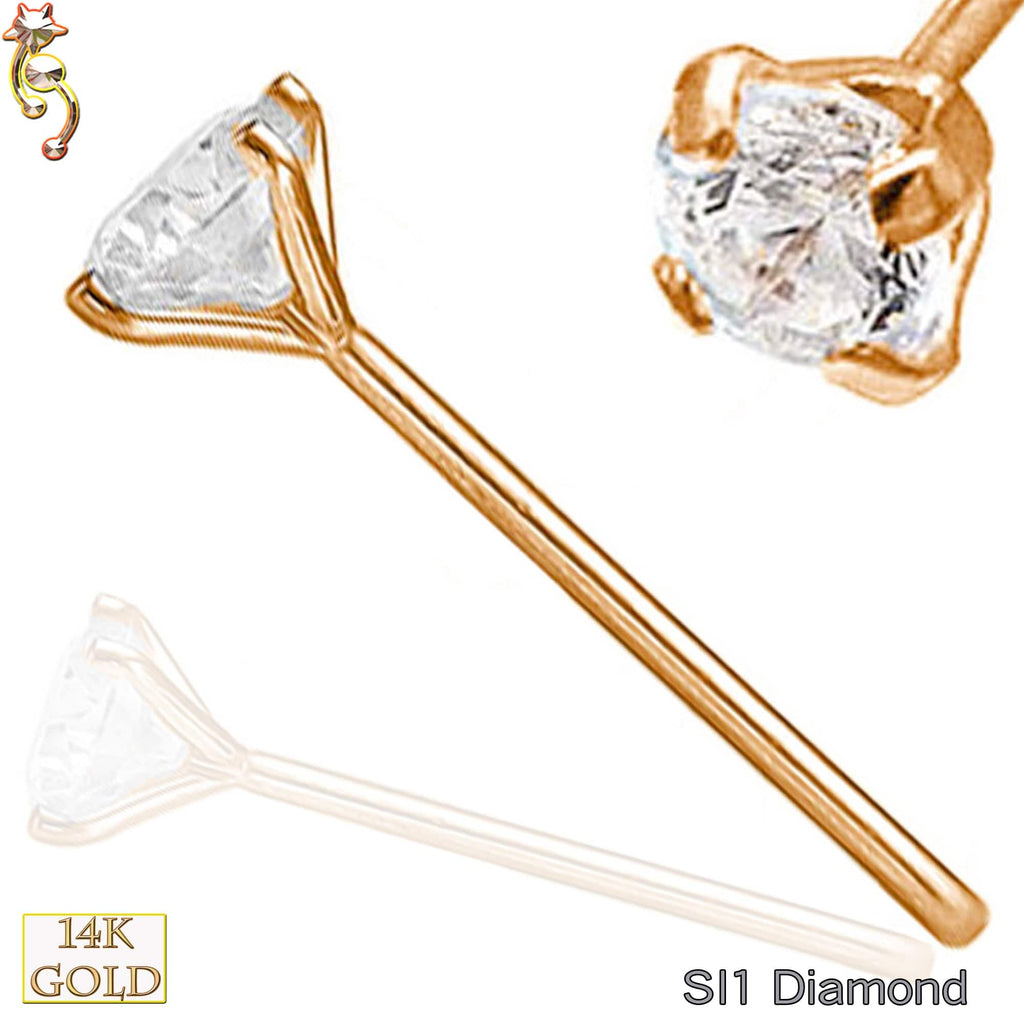 14K Round SI1 Diamond Nose Stud Bend-it Yourself - Matador Diamond