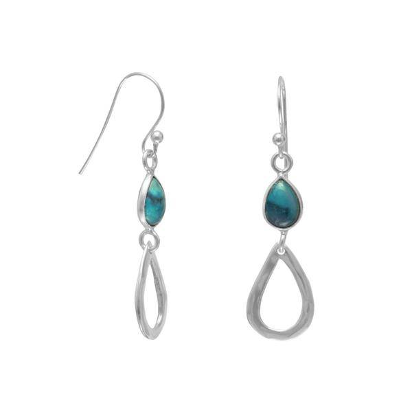 Sterling Silver Turquoise Drop French Earrings - Matador Diamond