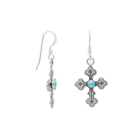 Sterling Silver Oxidized Cross with Turquoise center - Matador Diamond