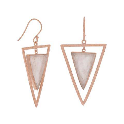 Sterling Silver Rose Gold Plated Quartz Triangle Earrings - Matador Diamond