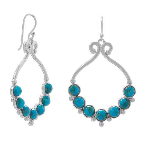 Sterling Silver Turquoise and Bead French Wire Earrings - Matador Diamond
