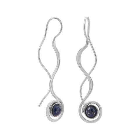 Sterling Silver Long Wavy Earrings - Matador Diamond