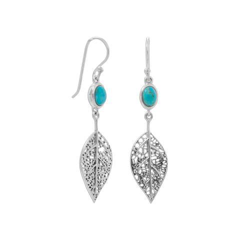 Sterling Silver Turquoise And French Wire Earrings - Matador Diamond