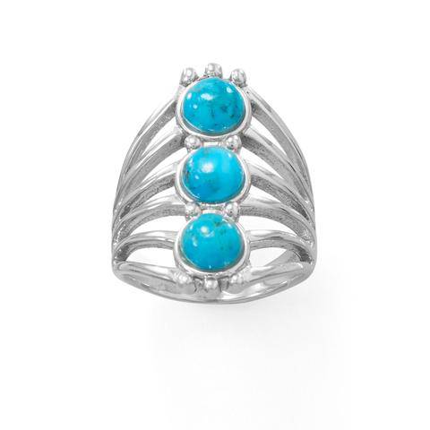 Steerling Silver Polished Turquoise Ring - Matador Diamond
